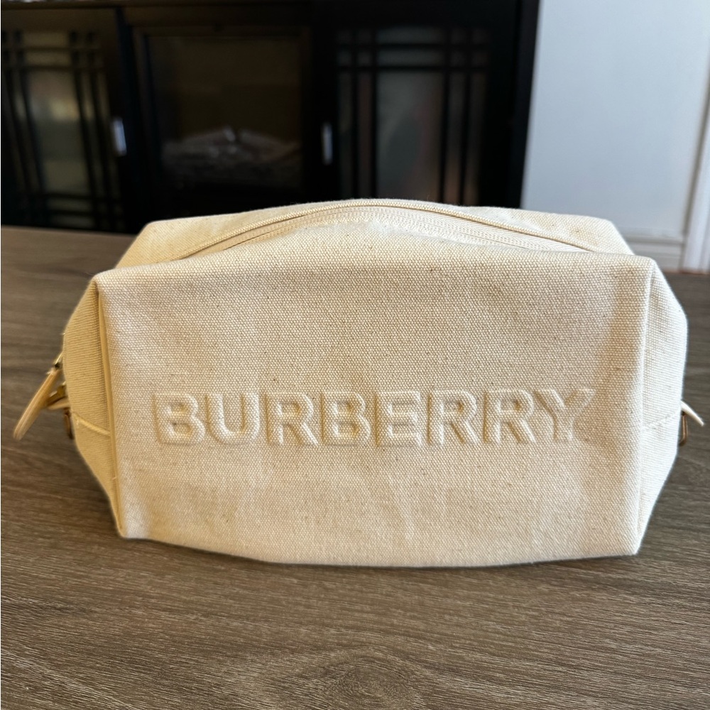 Burberry Beige Canvas Cosmetic / Toiletry Bag